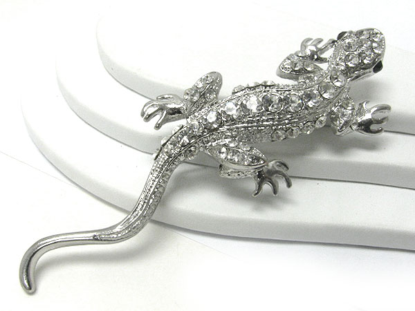 Crystal stud lizard brooch or pin