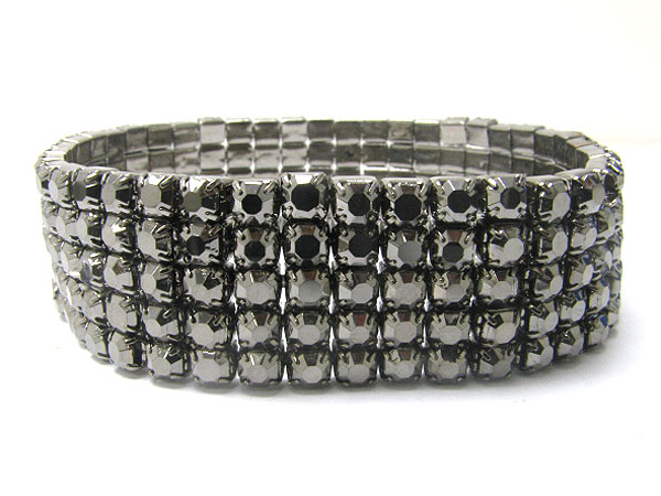 5 row hematite stone stretch bracelet