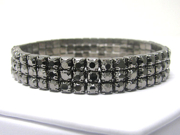 3 row hematite stone stretch bracelet