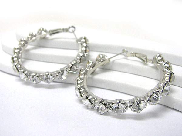 Crystal stud hoop earring - hoops