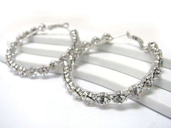 Crystal stud hoop earring - hoops