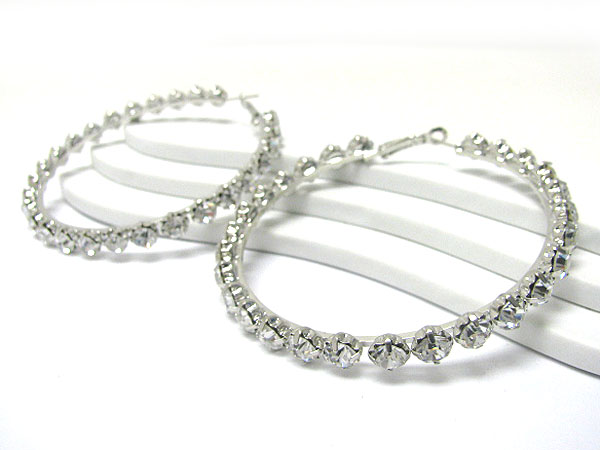 Crystal stud hoop earring - hoops