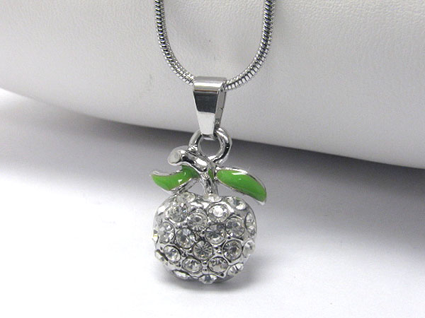 Crystal stud apple pendant necklace