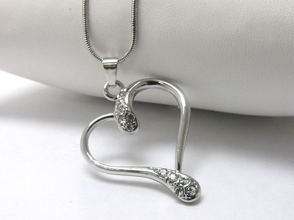 Crystal stud heart pendant necklace