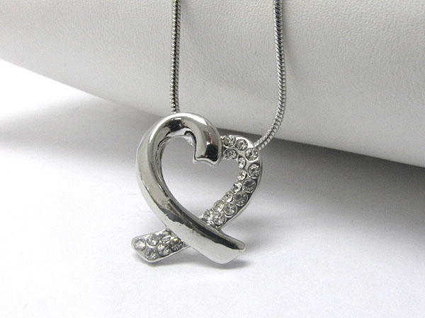 Crystal stud heart pendant necklace