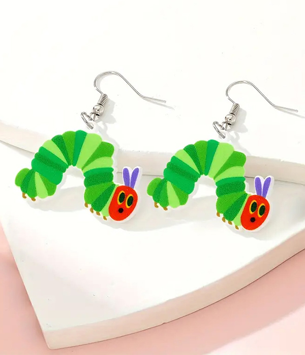 Caterpillar acrylic earring