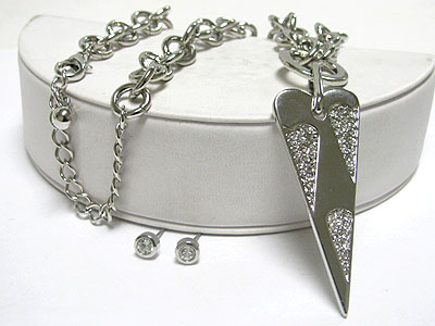 Crystal deco arrow shape heart peadant chain necklace set