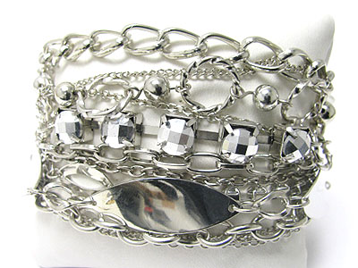 Multi mixed metal chain link bracelet