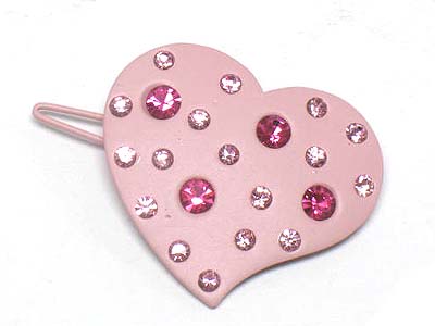 Crystal stud enamel cover heart shape hair pin