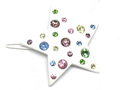 Crystal stud enamel cover star shape hair pin