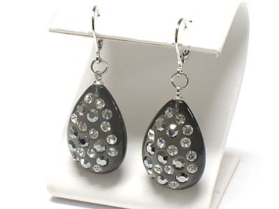 Crystal stud tear drop earring 