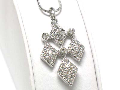 Crystal rhombus cross pendant necklace