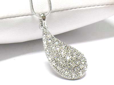 Crystal stud water drop shape necklace 