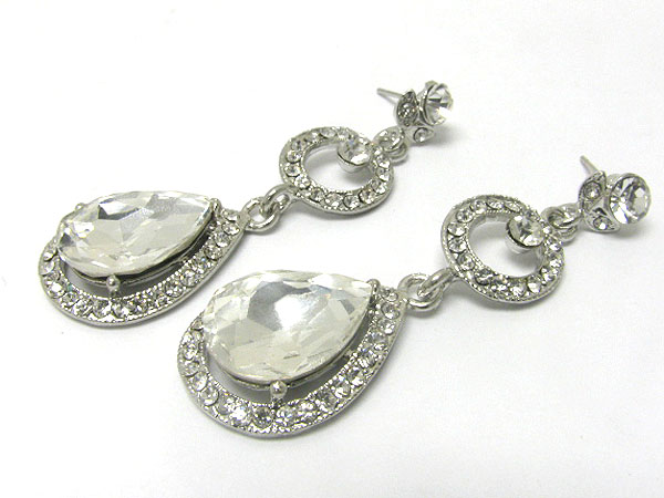 Crystal and glass tear drop link earring