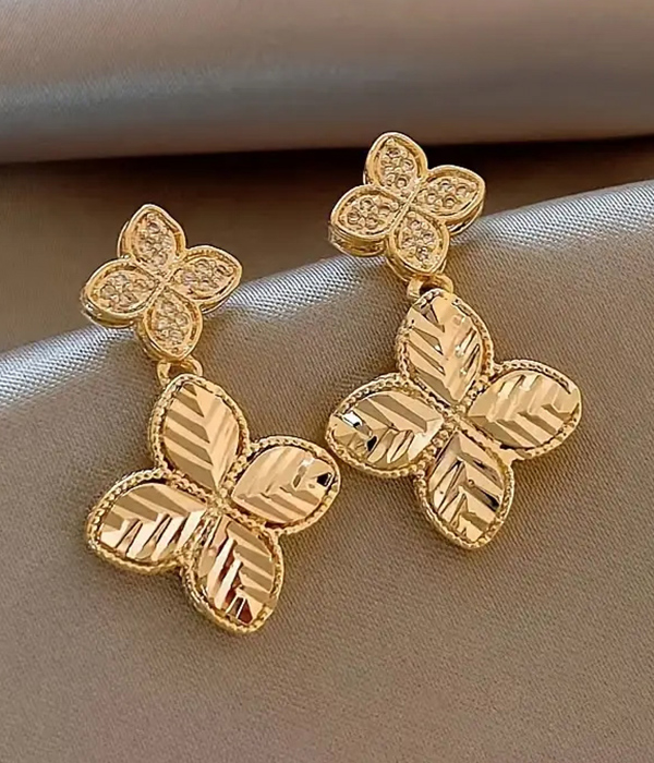 Double flower drop earring