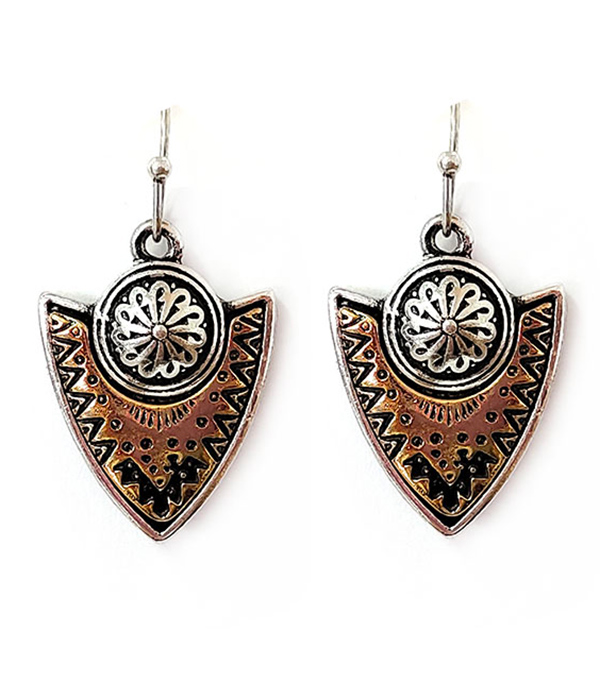 Aztec pattern arrowhead earring