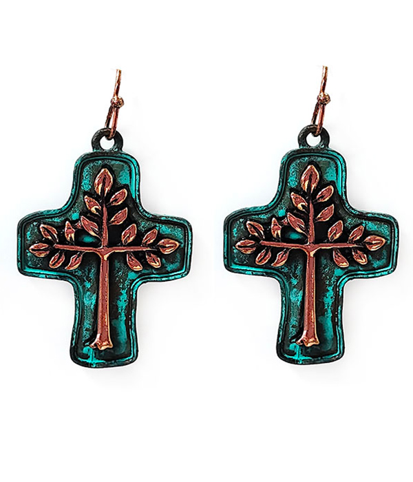 Tree and cross earring