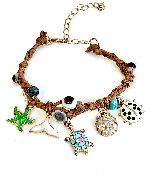 Sealife theme multi charm bracelet