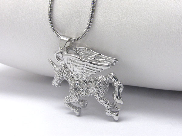 Crystal stud unicon pendant necklace