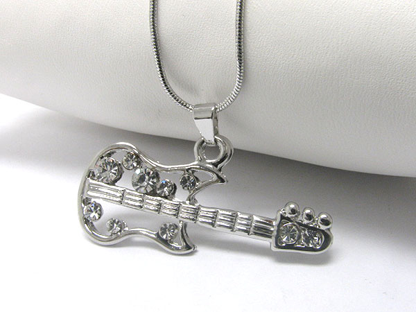 Crystal stud guitar pendant necklace