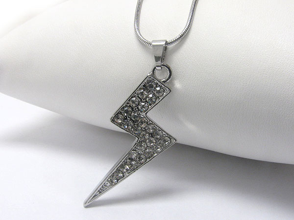 Crystal stud thunder mark pendant necklace