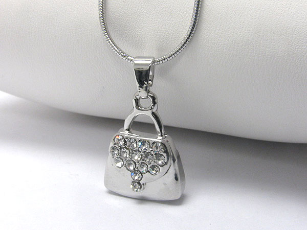 Crystal stud handbag pendant necklace