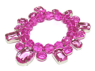 Multi acrylic stone charm stretch bracelet