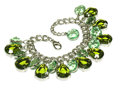 Multi acrylic stone charm chain bracelet