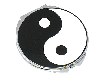 Yin and yang design compact mirror - one regular one convex