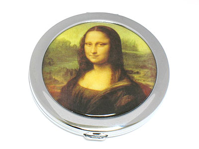 Mona lisa desgin compact mirrot - one regular one convex mirror