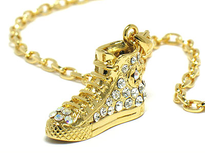 Crystal deco basketball shoe necklace