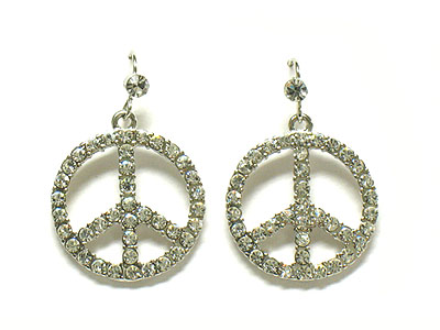 Crystal peace symbol drop earring