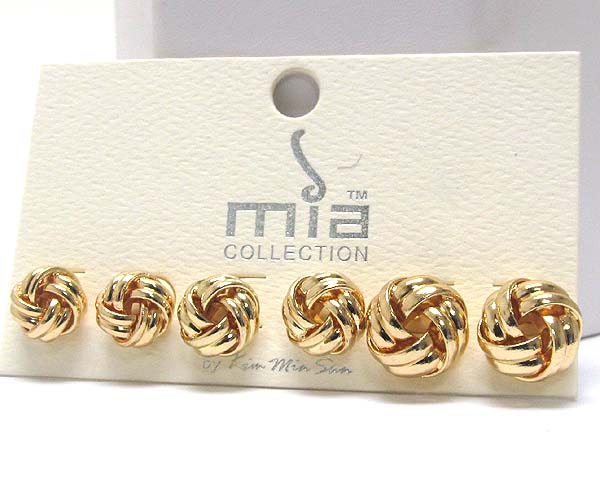 3 pairs multi round ring earring set