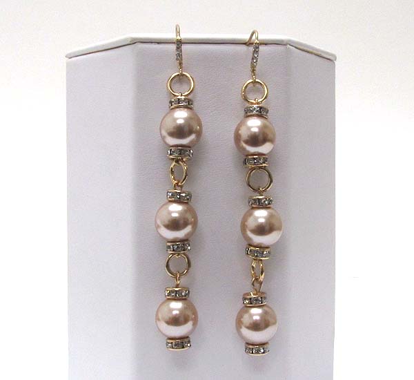 One line pearl and rondelle drop earring 