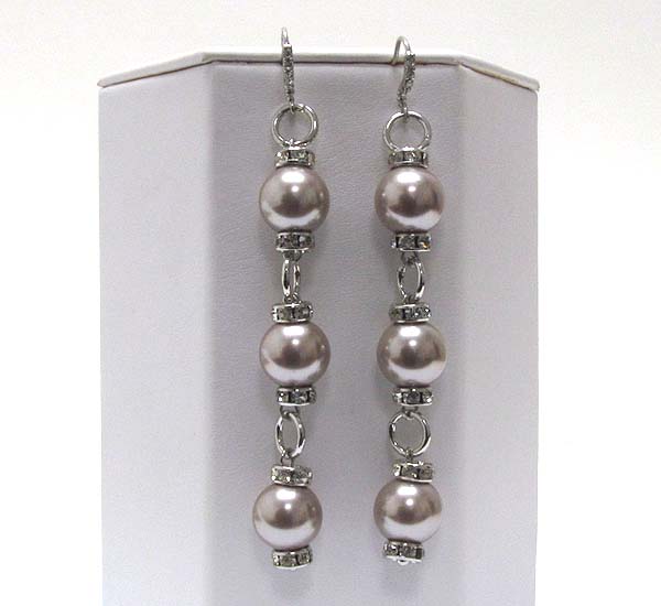 One line pearl and rondelle drop earring 