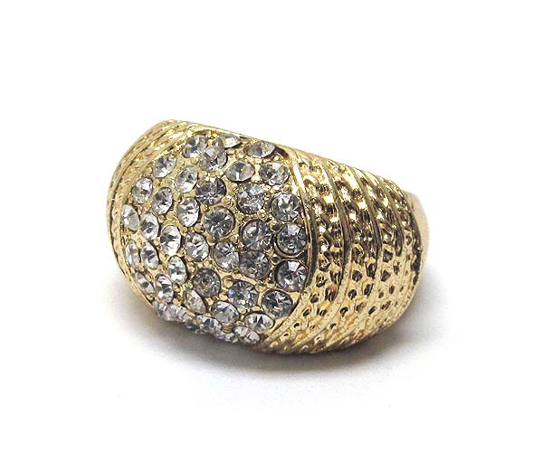 Crystal metal textured puffy stretch ring