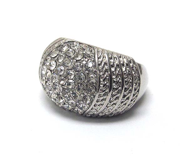 Crystal metal textured puffy stretch ring