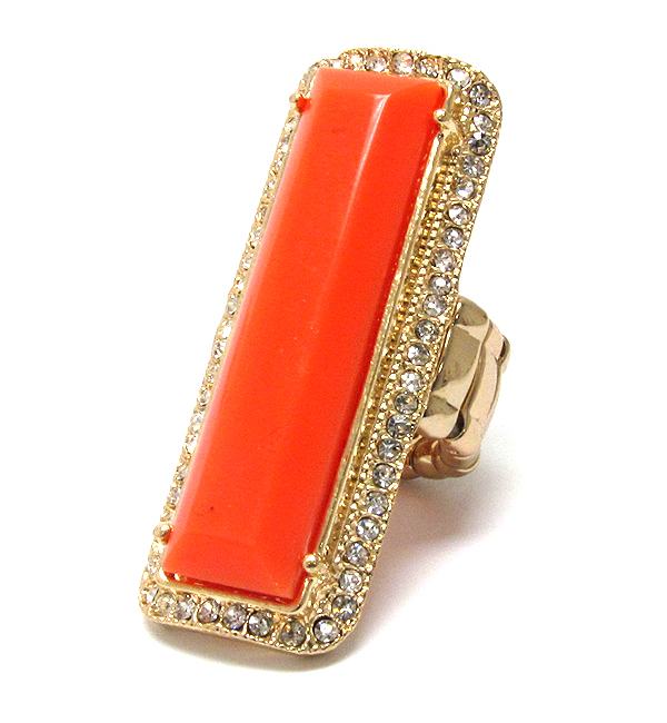 Crystal metal acryl fashion rectangle strech ring