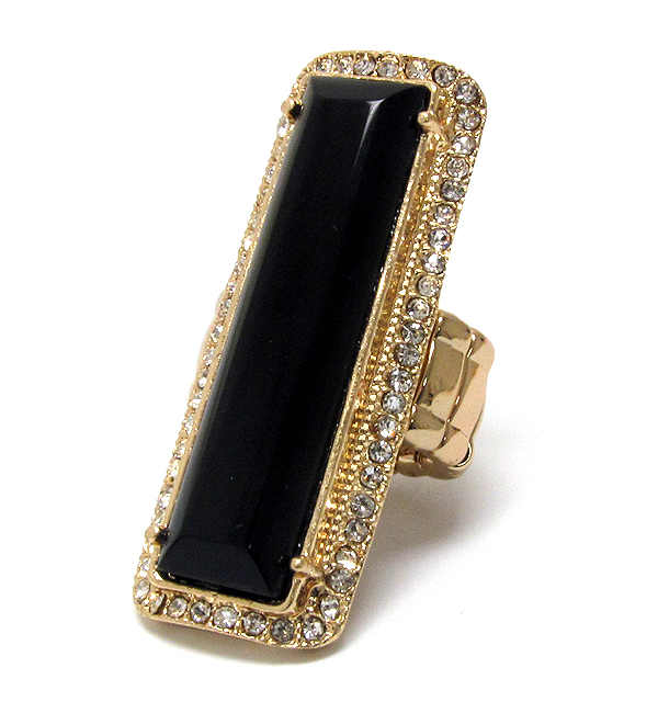 Crystal metal acryl fashion rectangle strech ring