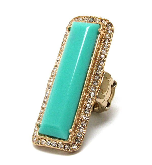 Crystal metal acryl fashion rectangle strech ring