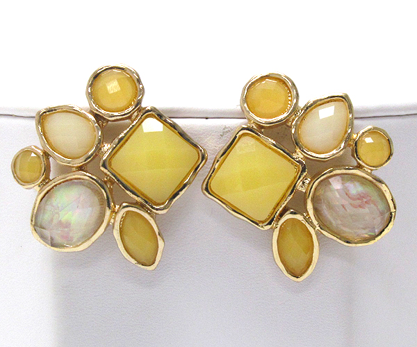 Multi fashion shape shell stone earring