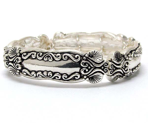 Multi arrowhead pattern filigree metal stretch bracelet