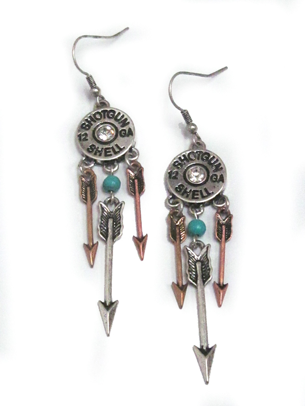 Bullet drop fish hook earrings