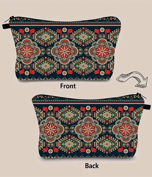 Flower pattern cosmetic makeup bag