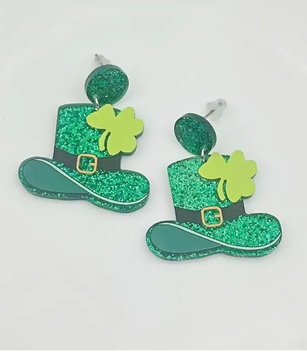 St patrick day theme acrylic hat earring