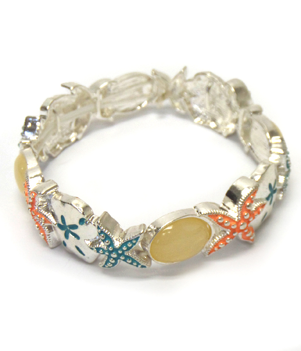 Starfish and sand dollar stretch bracelet