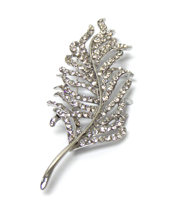 Leaf with crystals brooch