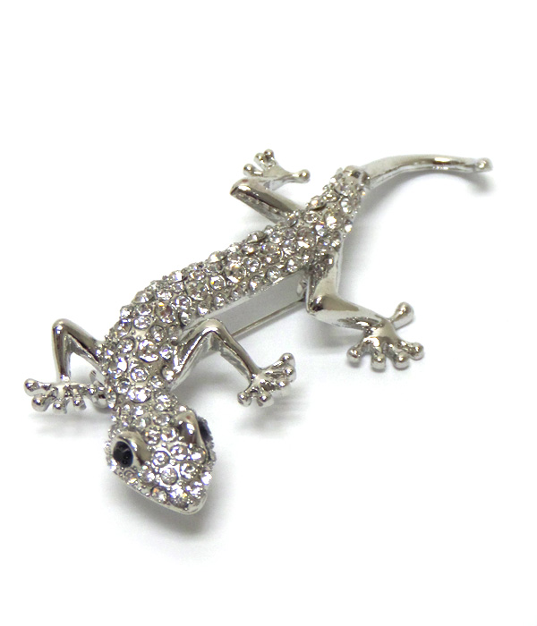 Iguana with crystals brooch