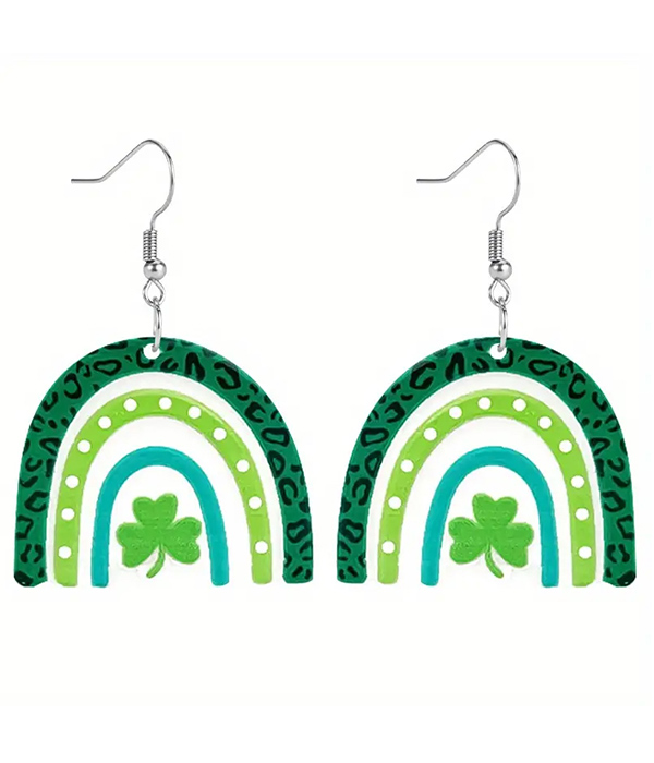 St patrick day theme rainbow acrylic earring