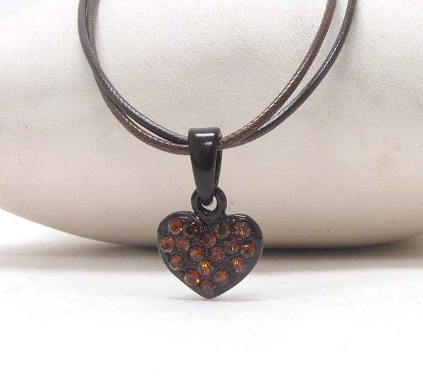 Crystal enameled metal small heart pendant necklace